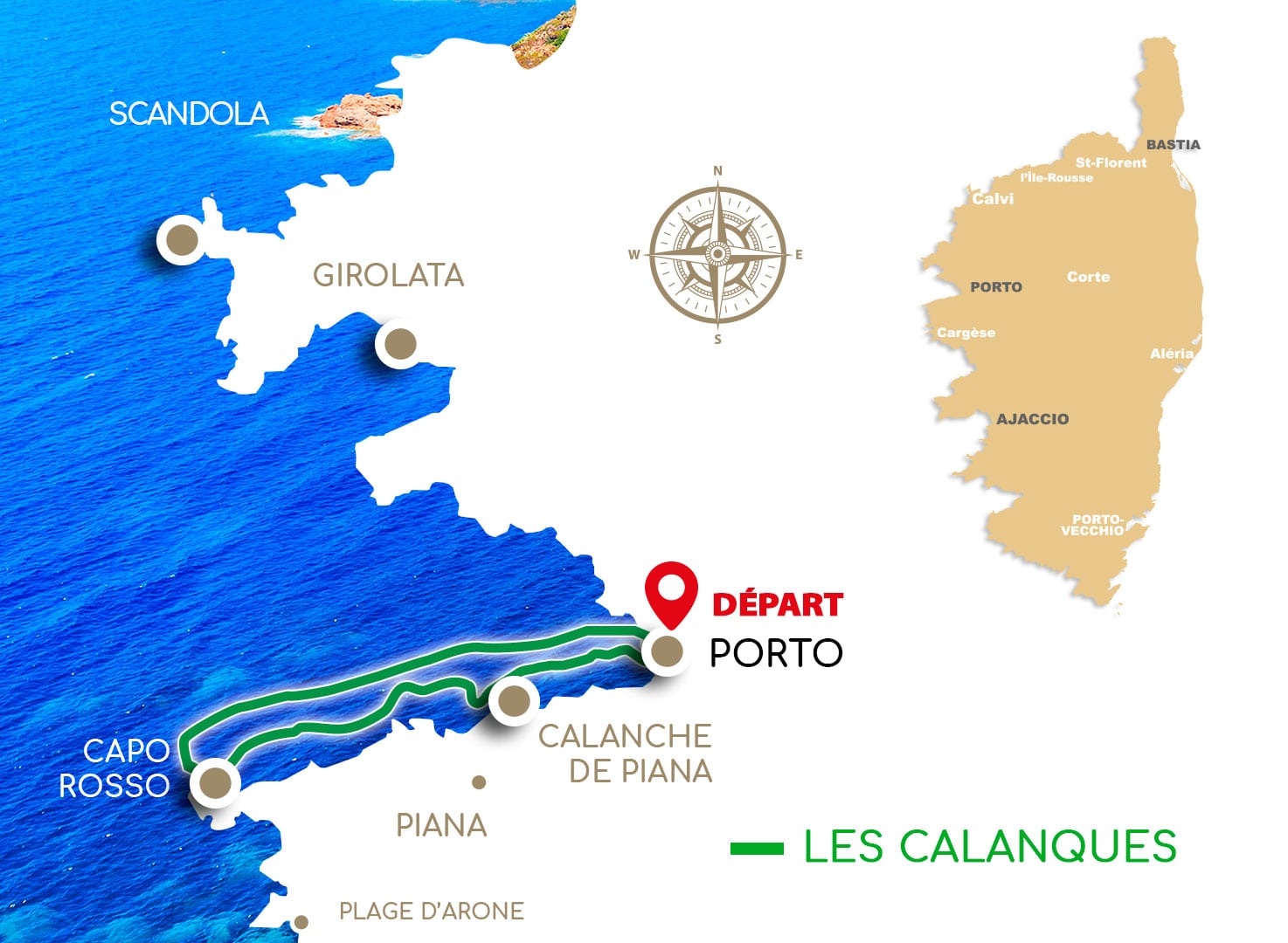 Promenades en mer calanques de piana  (1H30) : Calanque de Piana – Grottes du Capo Rosso